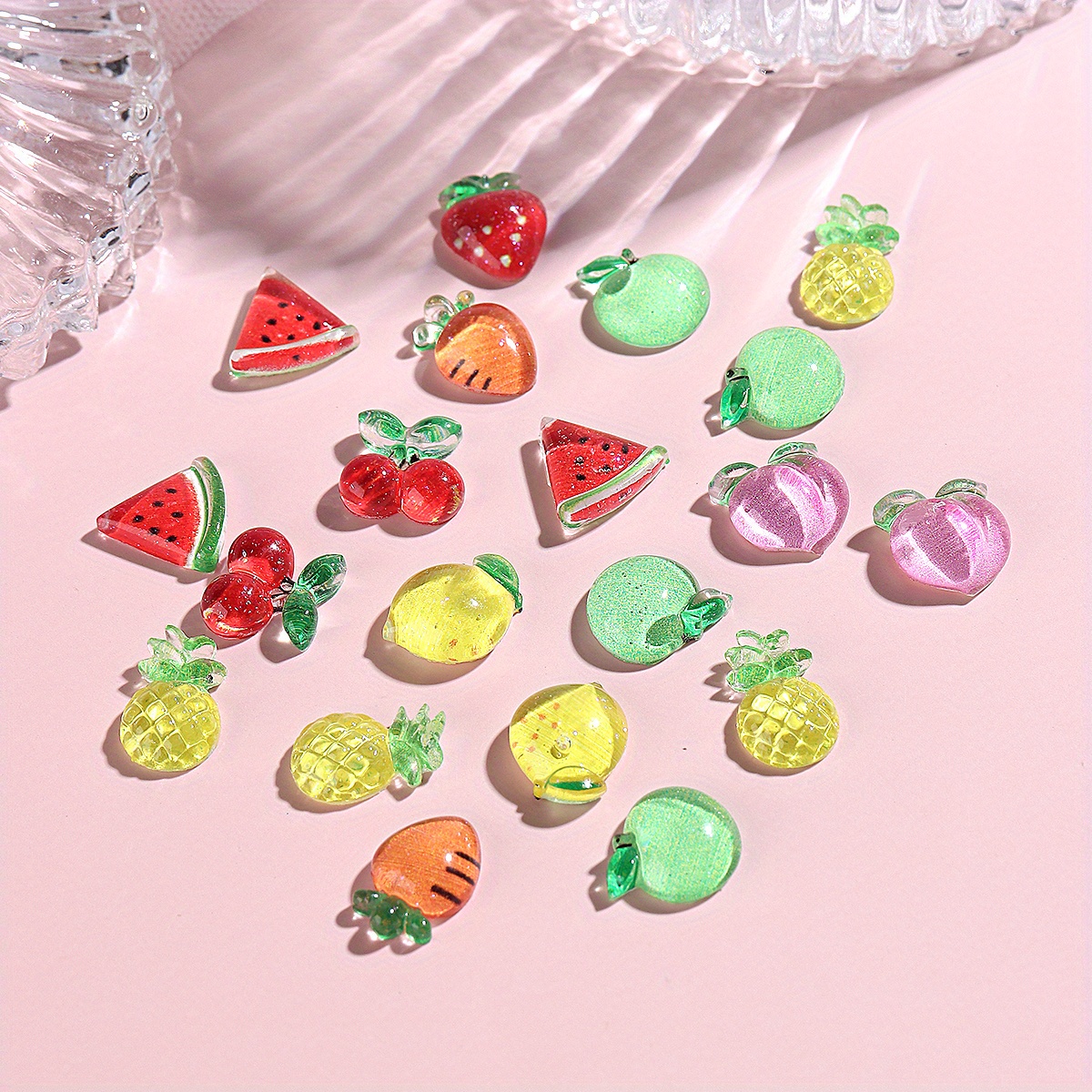 BAIYIYI 50PCS 3D Nail Charms Strawberry Fruit Resin Nail Art Charms Cute  Strawberry Design Flatback Slime Resin Charms for Acrylic Nails DIY Craft