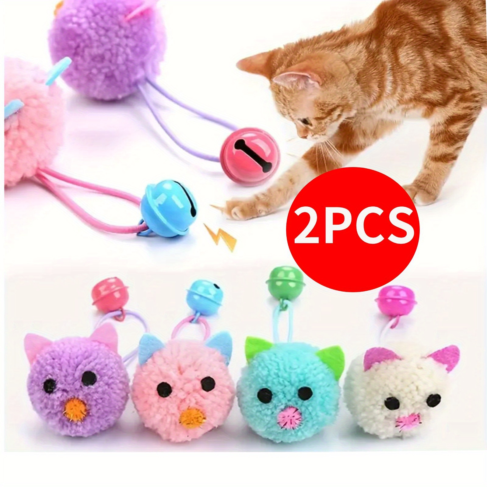 TEMU 2pcs Plush Mouse Head Rope - Interactive Cat Toy And Supply Gift For Kittens
