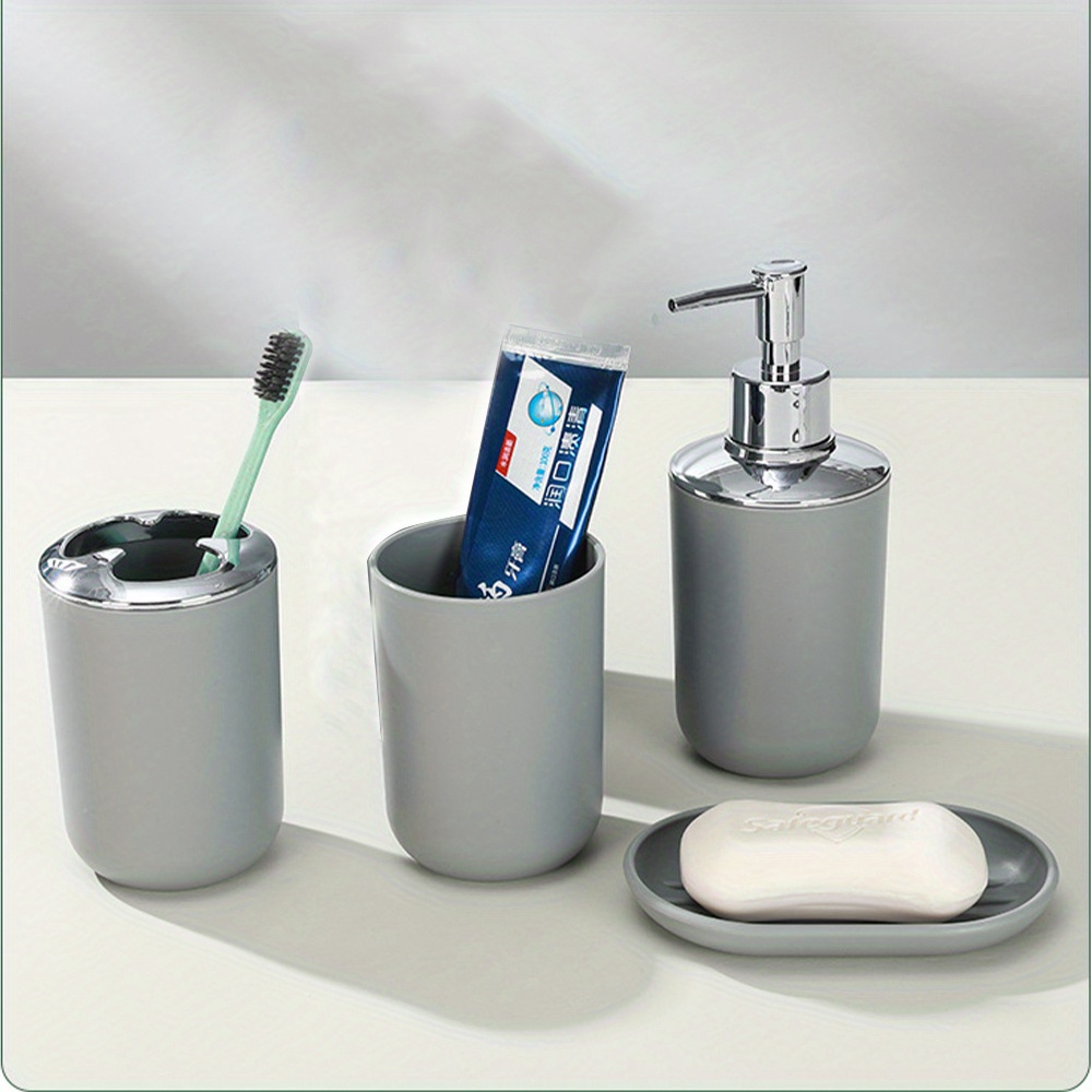 Home Basics Paris Collection - Juego de accesorios de baño de 4 piezas con  dispensador de jabón, soporte para cepillos de dientes, vaso y jabonera