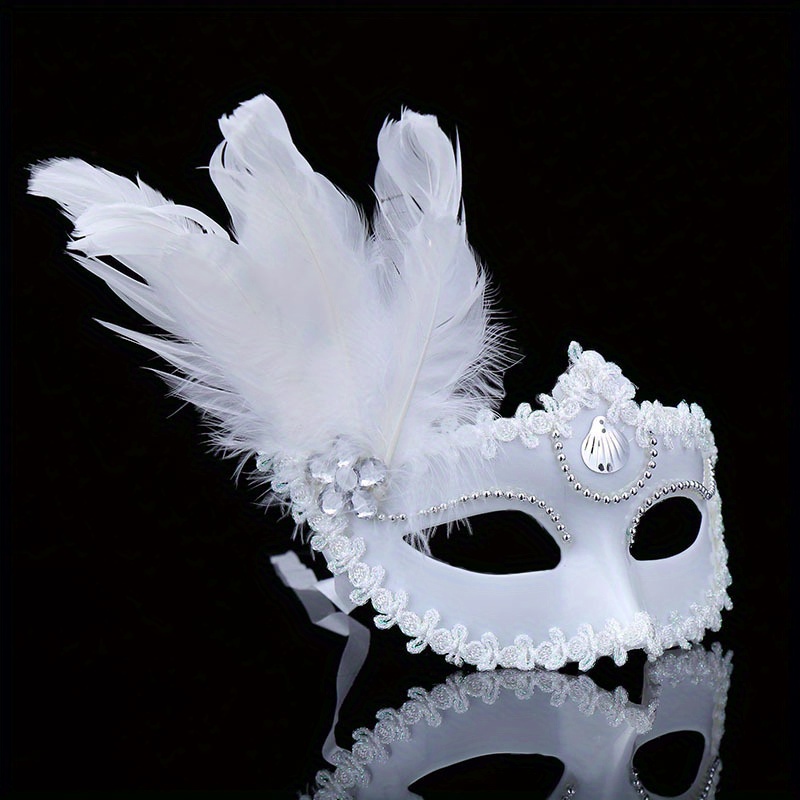 Masque De Bal Masqué Pour Femmes En Dentelle Blanche, Masque De Carnaval  Mardi Gras, Fournitures De Fête De Costume De Bal De Promo