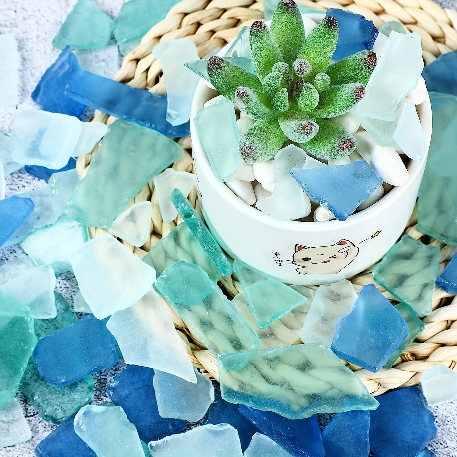 Giftvest Sea Glass for Crafts - 16oz Versatile Decorative Frosted Seaglass Pieces - Vase Filler, DIY Art Craft Supplies - Beach Weddings, Home Decor