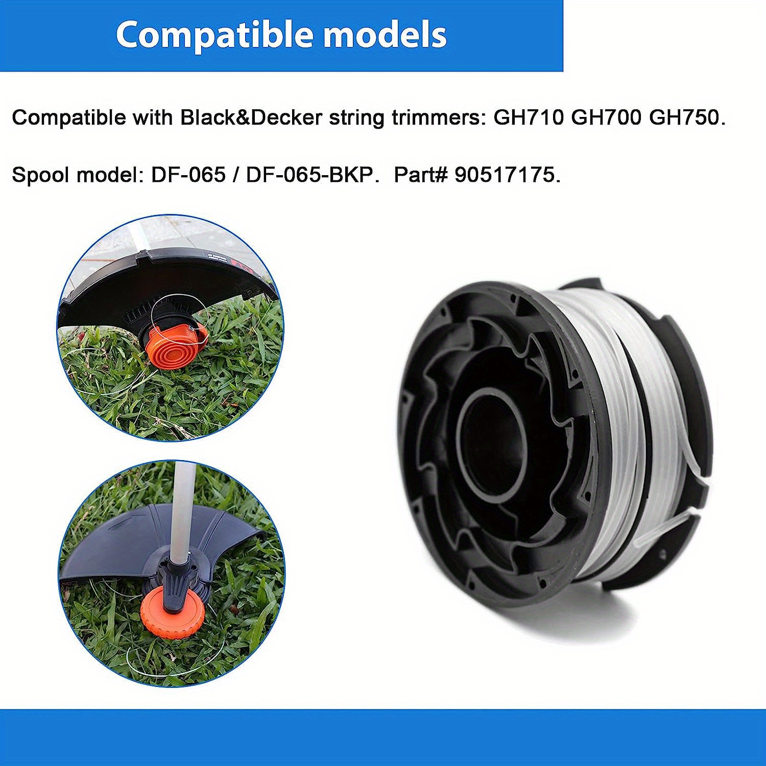 Df-065 String Trimmer Spools Compatible With Black And Decker Gh710 Gh700  Gh750 Rc-065, Df-065-bkp Eater Refills Line Auto-feed Dual Line Edger + Rc- 065-p Spool Cover - Temu United Arab Emirates
