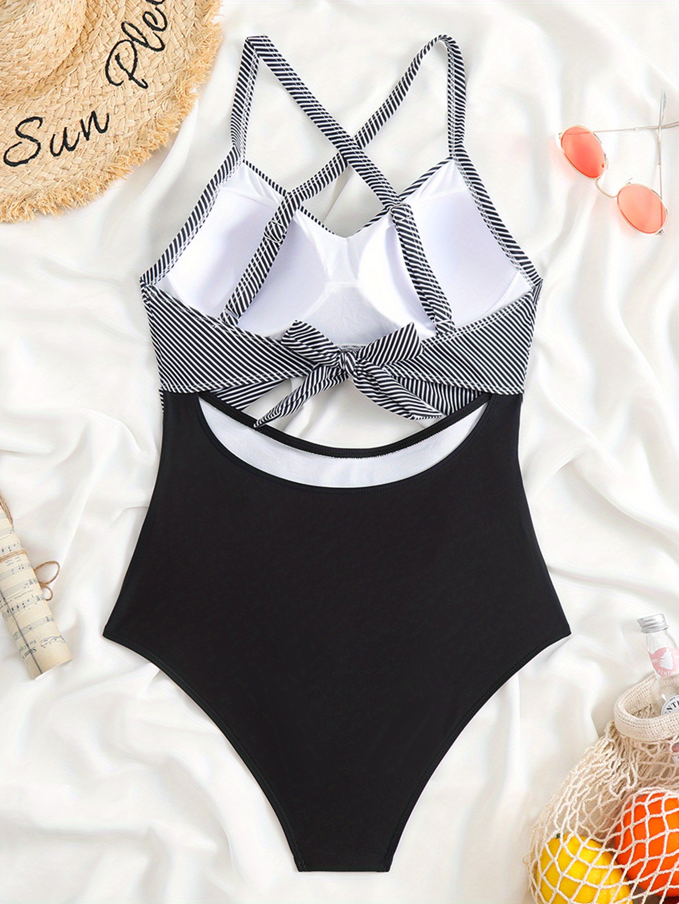 Pastel striped one piece on sale swimsuit