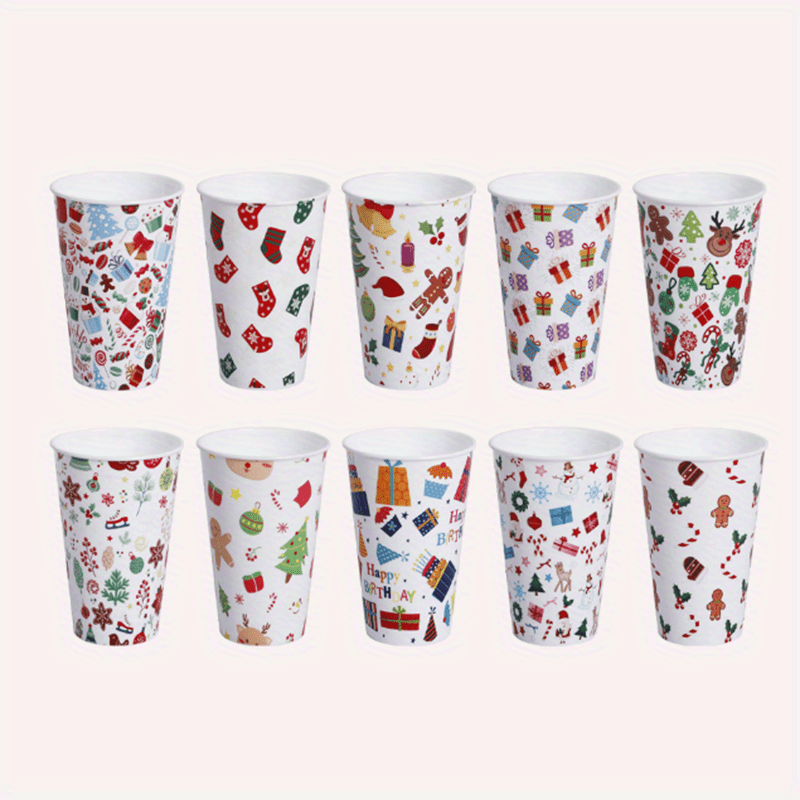 10 Pcs Christmas Plastic Water Cups,12oz Reusable Party Cups for