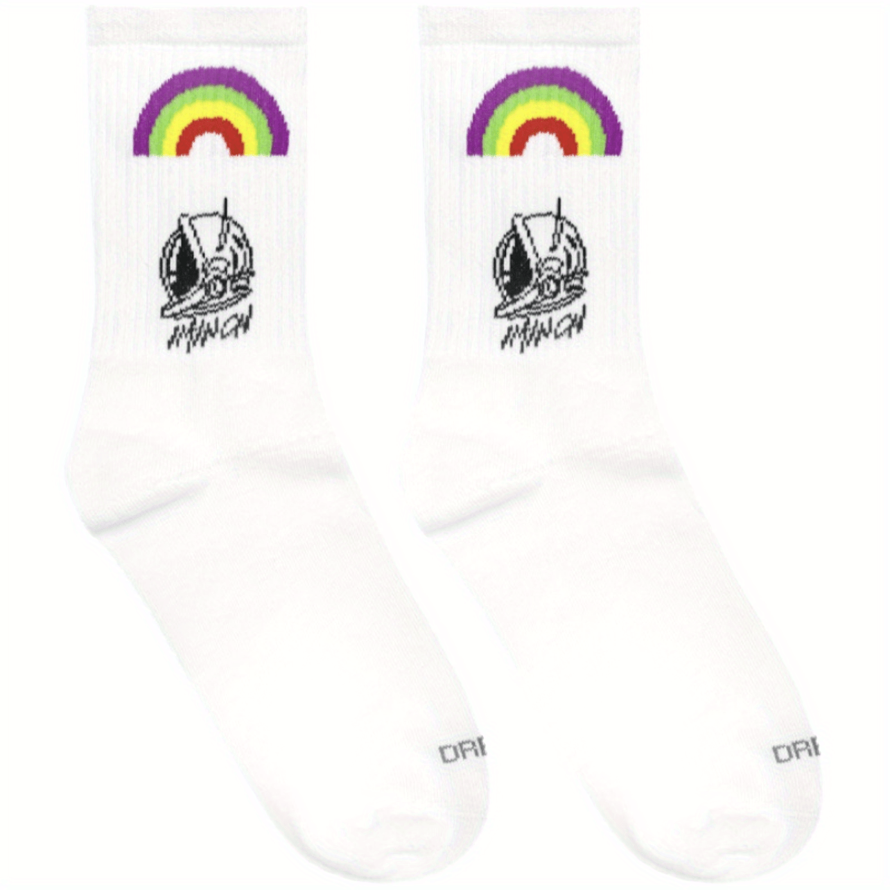 Unisex Rainbow Striped Athletic Socks Cotton Blend Lgbtq - Temu