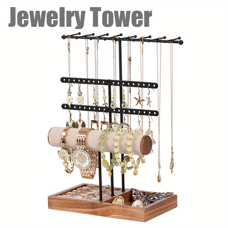 cjc Soporte para joyas, organizador de joyas, soporte para collares,  soporte de joyería de mesa, exhibición y almacenamiento para collares,  pulseras
