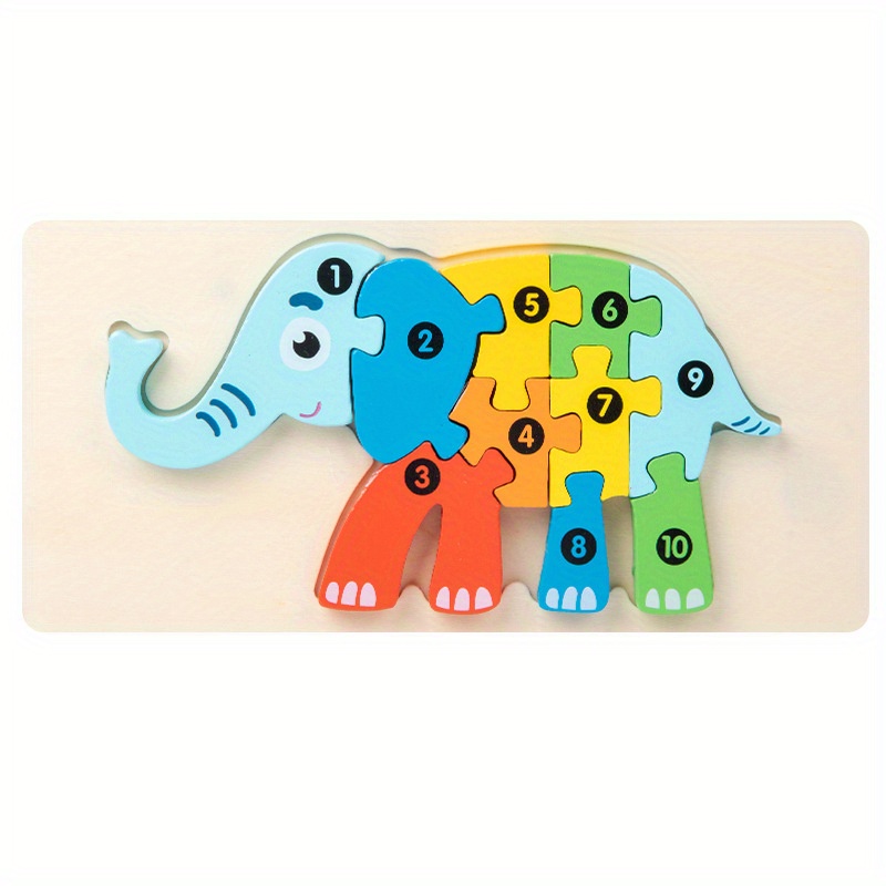 Quebra-Cabeças Desenho Animado Elefante Baleia Bbay Montessori