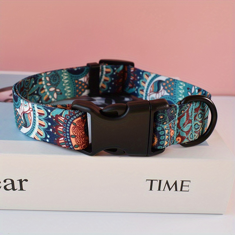 Leather Dog Collar Floral Pattern Dog Basic Collar For Large Dogs