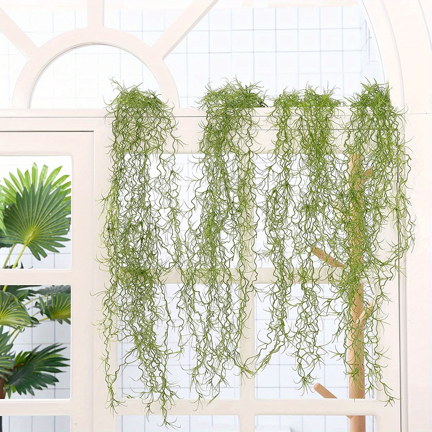 2pcs 12 Forks Artificial Spanish Moss Vine 53 15 Hanging Plants Rattan