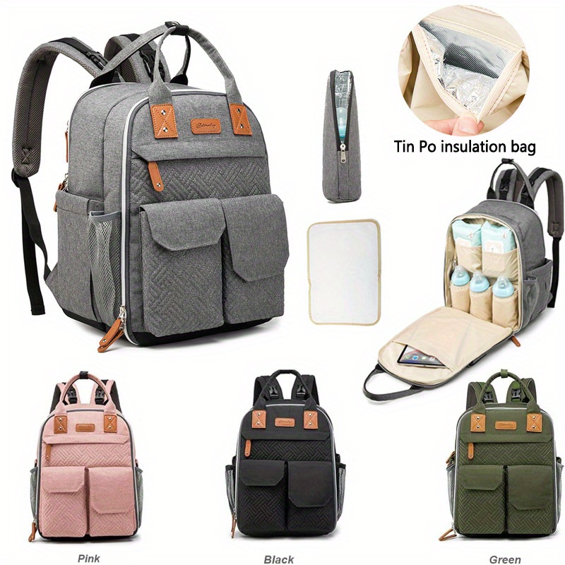 Momcozy Diaper Bag Backpack, Baby Waterproof Nappy Changing Bag,  Lightweight Large Travel Backpack Grey