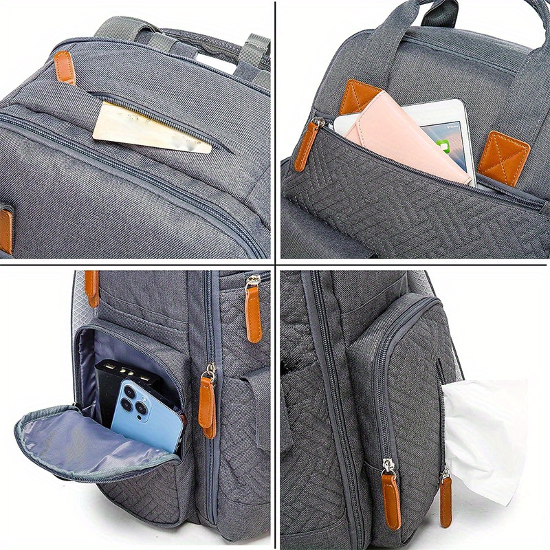 Large Capacity Mommy Bag, Multi-functional Portable Baby Storage Backpack  With Milk Bottle & Diaper Compartments - Temu