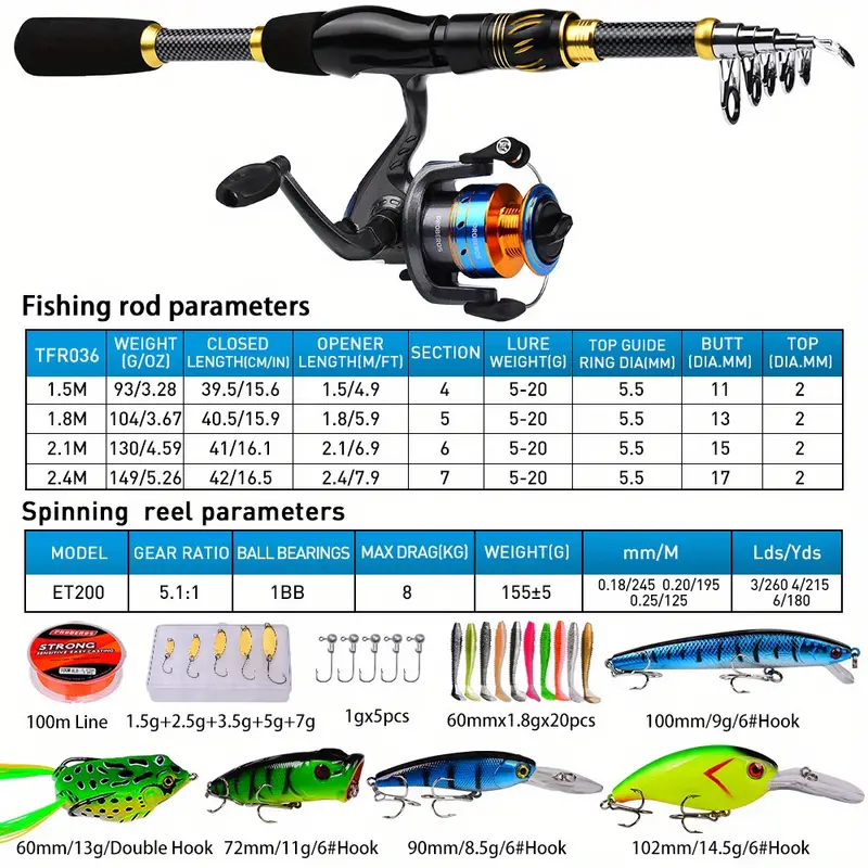Proberos Fishing Rod Reel Combo Kit Including Spinning Reel - Temu Canada