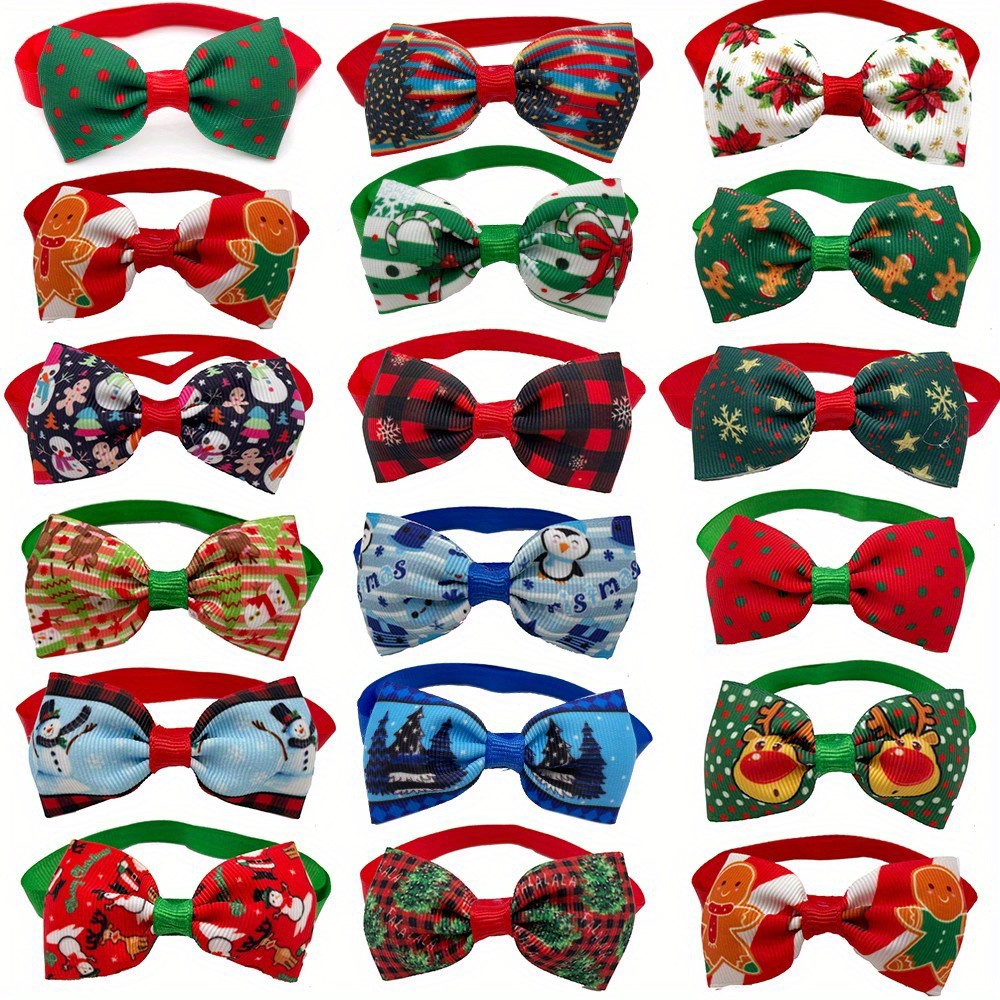 10pcs Christmas Pet Supplies Dog Bowties Neckties Snowman Deer Pet Dog Holiday Grooming Products For Dogs