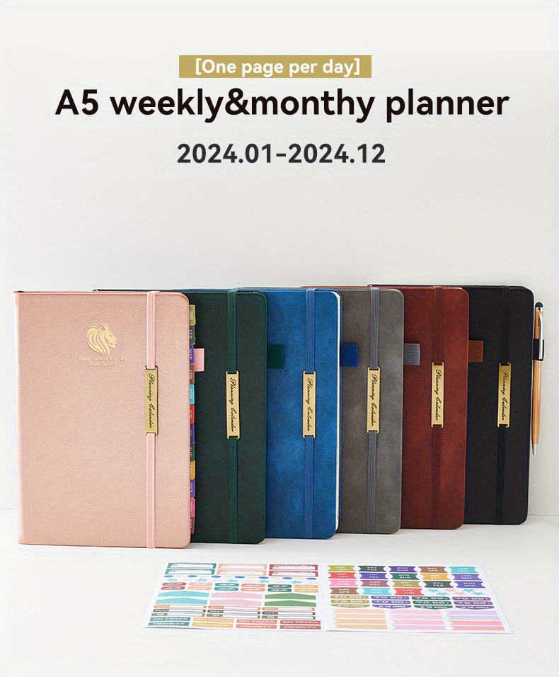 Agenda journalier 2024 sur 12 mois - Format A5 - Un jour par page