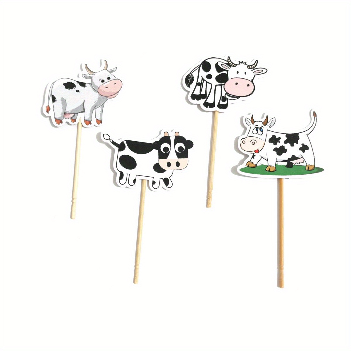 Cow straw topper cute farm black and white