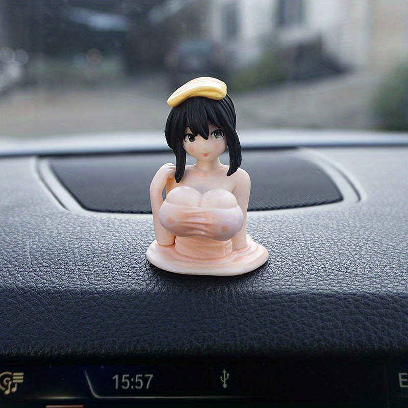 Kanako Chest Shaking Girls Car Ornaments Cartoon Kawaii Anime Statue Sexy  Doll Figurine Car Dashboard Sexy Doll Figurine Car Decorations