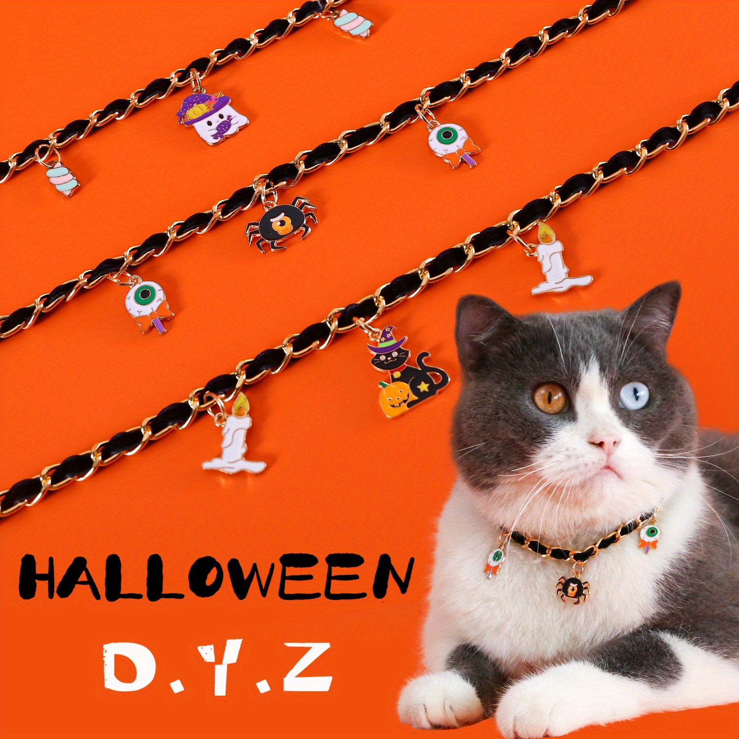 ハロウィン(シルバー)わんちゃん猫ちゃん用首輪 堅苦しい