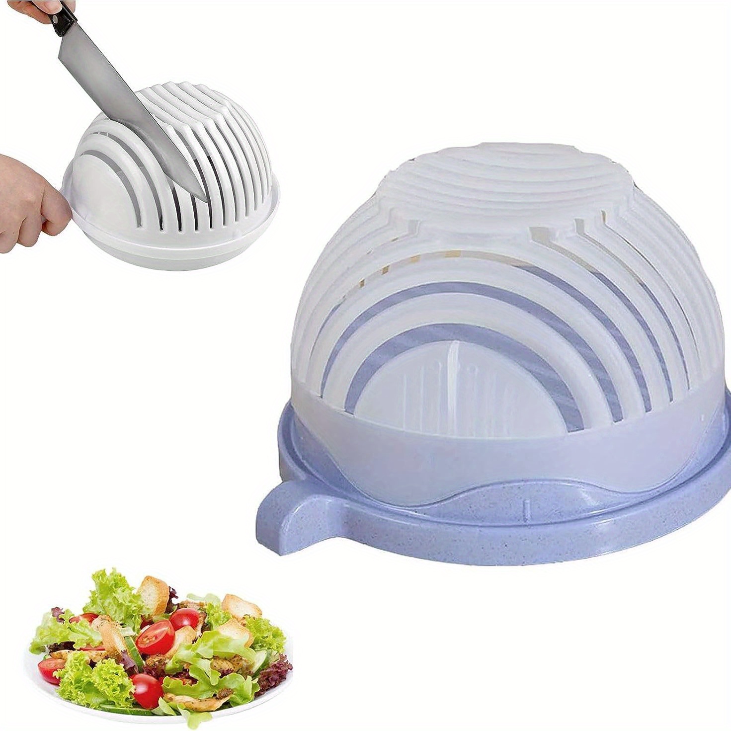 1pc PP Salad Cutter Bowl, Salad Chopper Bowl