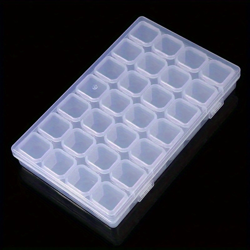 TEMU 28-grid Painting Box Nail Accessories Storage Container, Detachable Jewelry Box, Transparent Plastic Embroidery Storage Box, Suitable Beads,