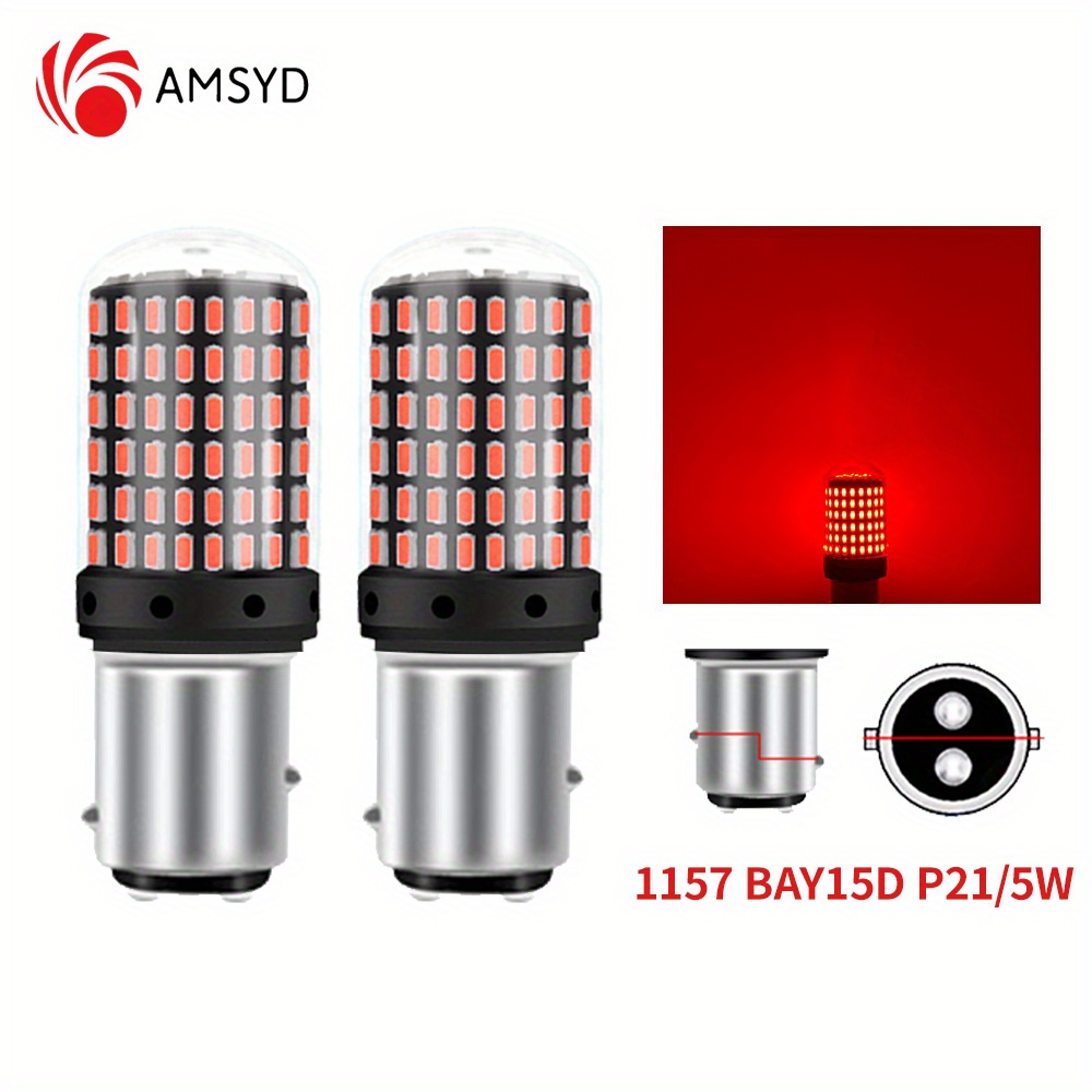 2pcs Car P21W BAY15D 1157 LED Canbus Light 3014 144SMD Error Free Bulb Red  Lamp 
