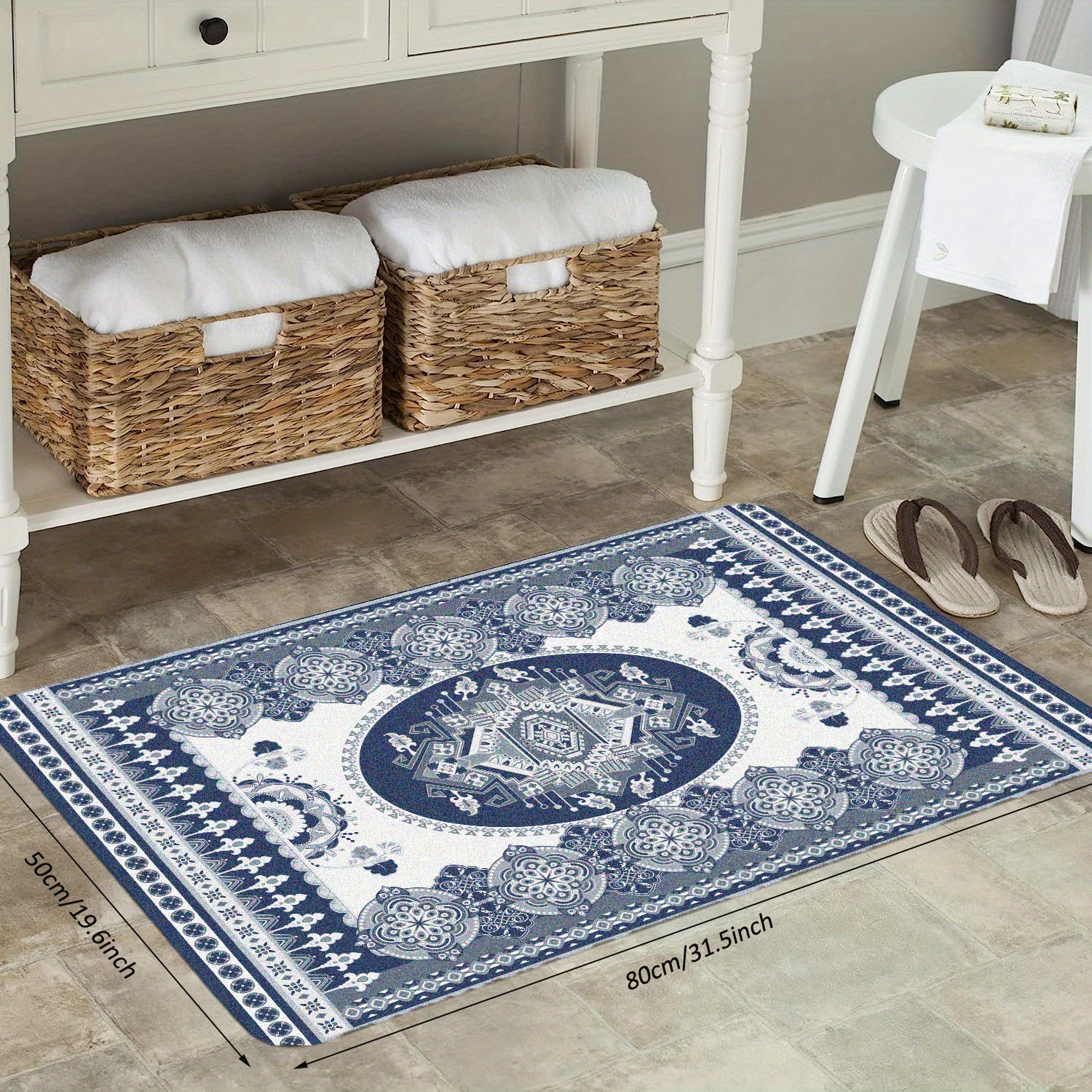 Morebes Vintage Washable Rugs 3x5,Blue Rugs for Bedroom Non Slip,Soft  Distressed Floral Bathroom Mat,Entryway Rugs Indoor Accent Floor Throw  Carpet