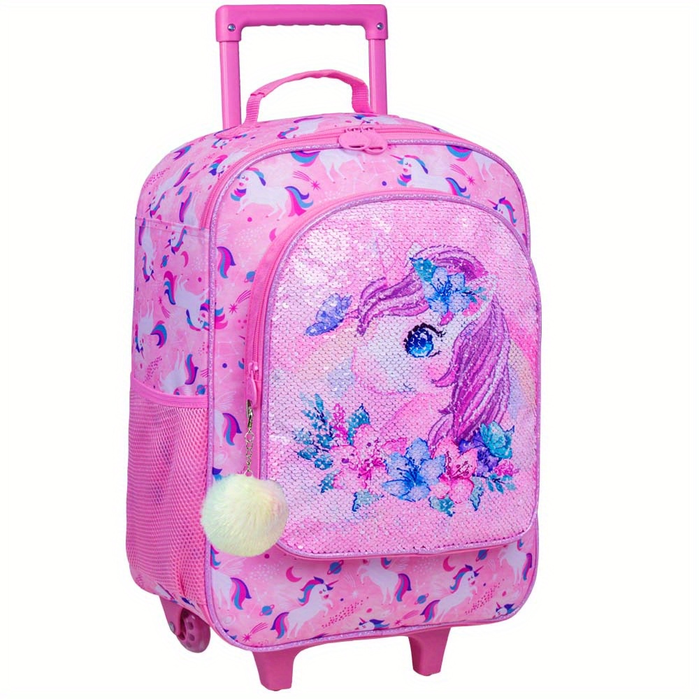 Equipaje infantil para niñas, Maleta de unicornio con ruedas, equipaje de  viaje para niños pequeños, primaria