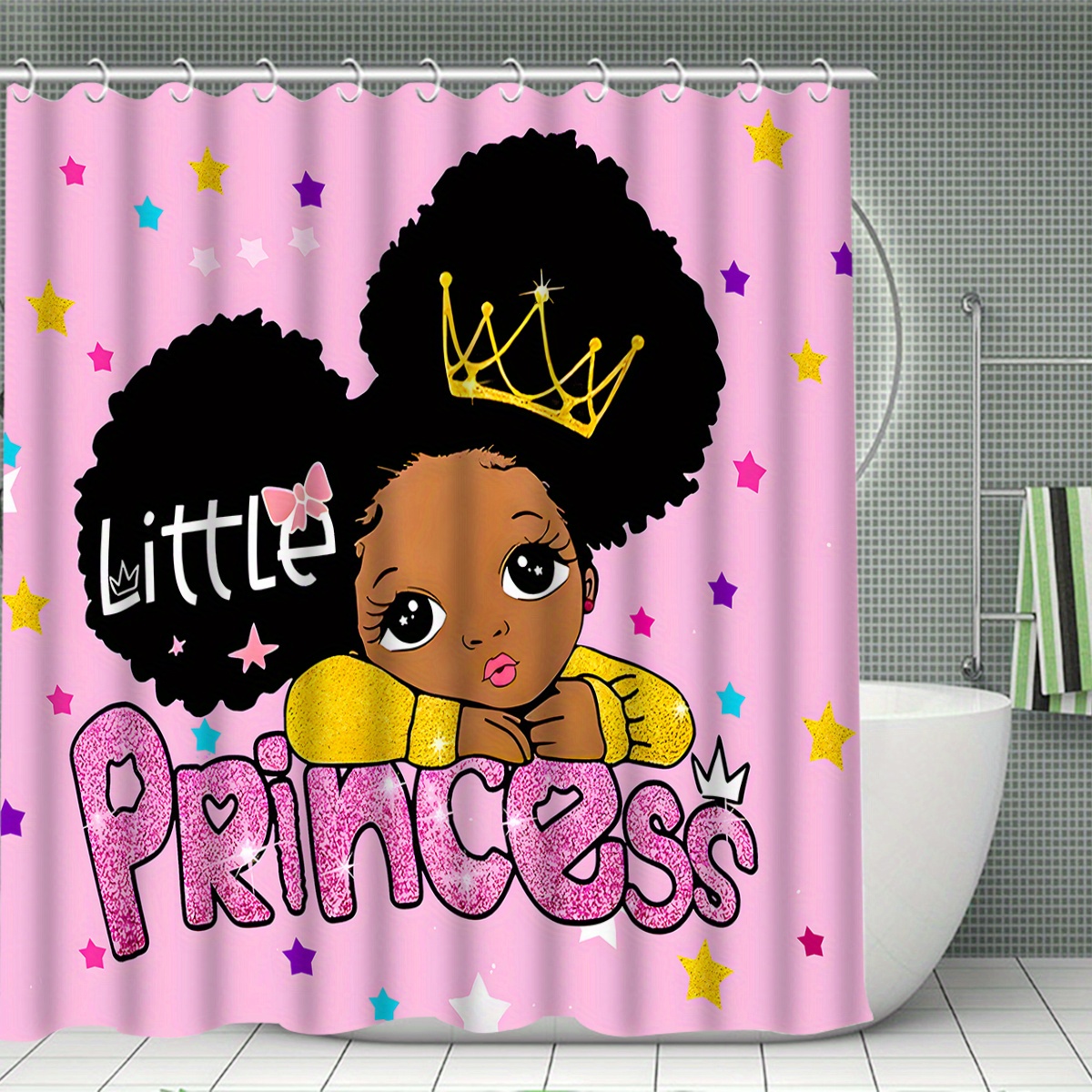 Little Princess Curtain Kawaii Bathroom Decorative Shower - Temu