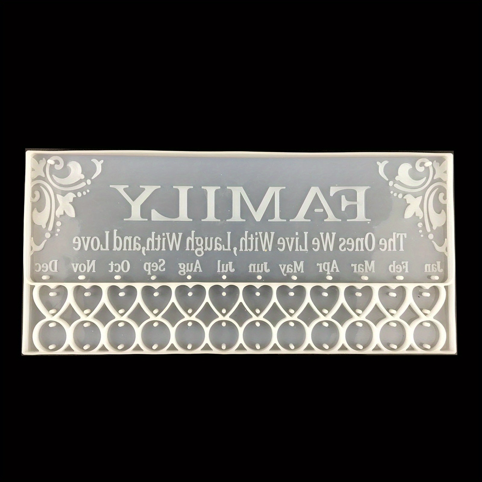 Image of Family Resin Molds Family Birthday Reminder Calendar Mold Hanging Round Heart Tag Mold Crystal Epoxy Resin Mold Casting Mold For Crafts Family Letter Mold White Word Sign Mold