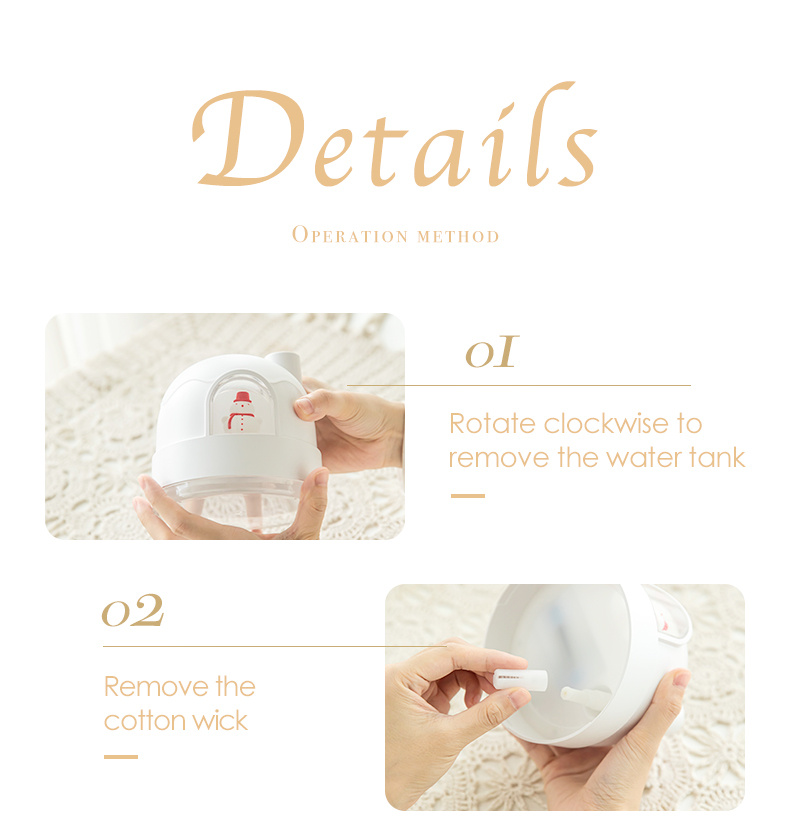 new snow house night light humidifier usb mute bedroom cute desktop air mini water replenishment home humidifier details 19