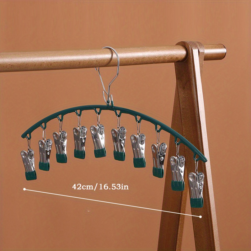 Dip Glue Sock Clip Stainless Steel Metal Hanger - 10 Clips Sock Rack