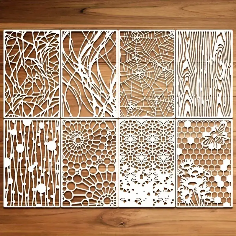 Reusable Texture Painting Stencils Spider Net Wood Grain - Temu