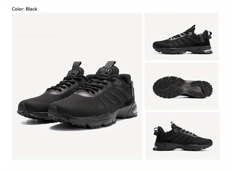 BAASPLOA Men's Lightweight Breathable Mesh Running Shoes - Comfortable, Non-Slip, Casual Athletic Sneakers for Outdoor Sports & Jogging, Gray with Black Accents