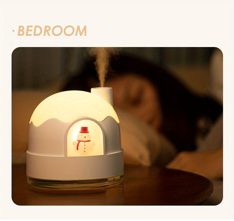 new snow house night light humidifier usb mute bedroom cute desktop air mini water replenishment home humidifier details 16