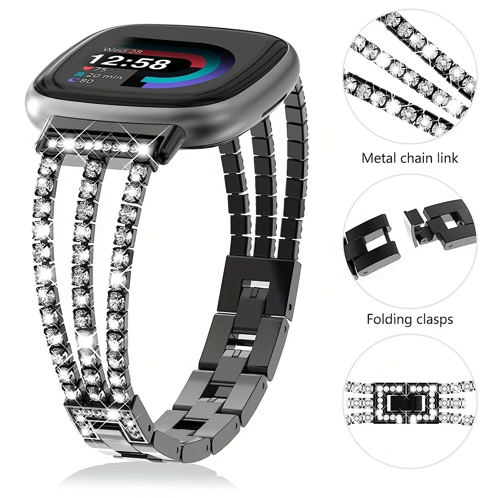 For Fitbit Versa 3 /Sense Luxury Bling Sparkle Stainless Steel