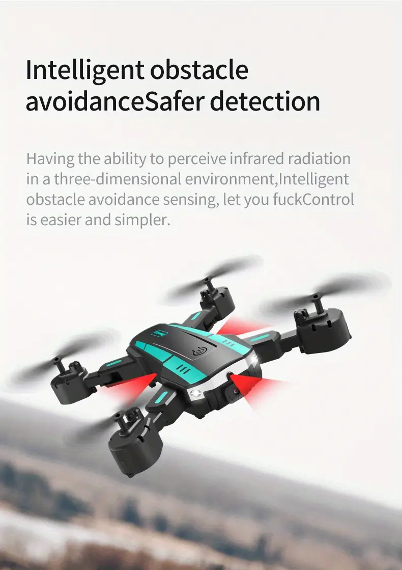 drone with dual cameras three sided obstacle avoidance one key take off landing headless mode body headlight gesture taking recording headless mode automatic photo taking details 9