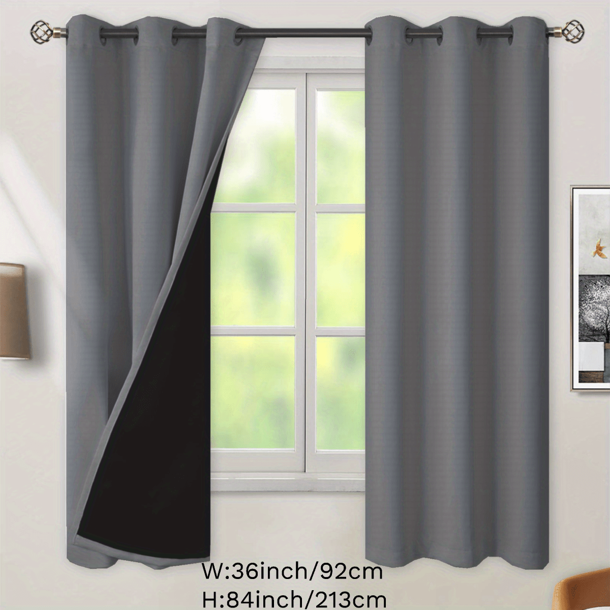 Cortinas Aislantes Térmicas de Doble Cara Cortinas Opacas Dormitorio  Moderno para Ventanas con Ollaos 2 Paneles