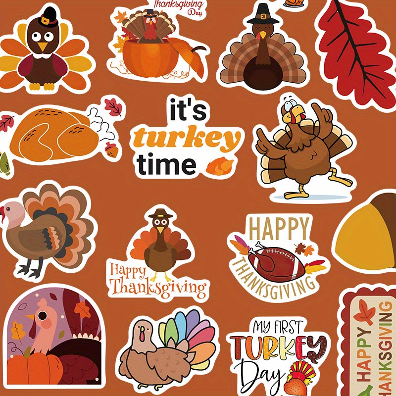 500Pcs Phone Scrapbooking Stickers Stationery Diary Notepad Laptop Labels Seal Happy Thanksgiving Turkey Cute Book Decoration