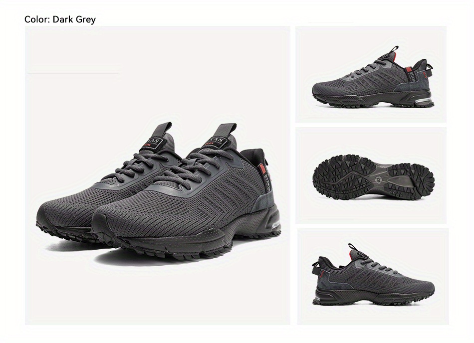 BAASPLOA Men's Lightweight Breathable Mesh Running Shoes - Comfortable, Non-Slip, Casual Athletic Sneakers for Outdoor Sports & Jogging, Gray with Black Accents