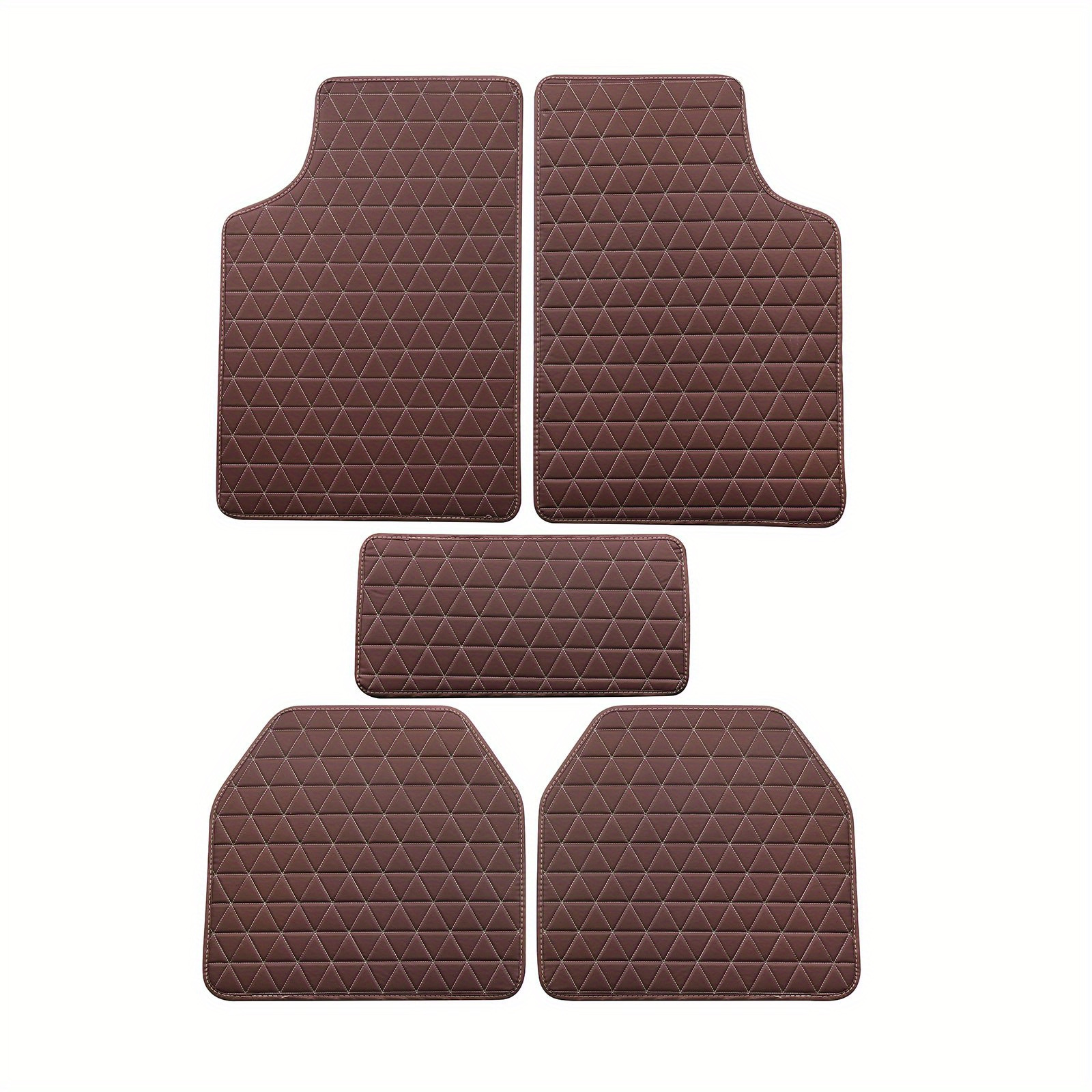 5x Brown PU Leather Car Floor Mats Carpets Universal Interior For 5-Seats  Car