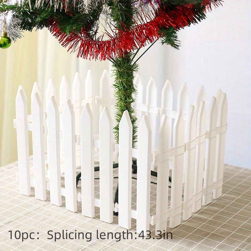 Ieve 4 pcs Blanc Clôture plastique Décoration d'arbre de Noël Surround 4 x  longueur 50 cm = 200 cm fête de mariage Décoration miniature Home Garden