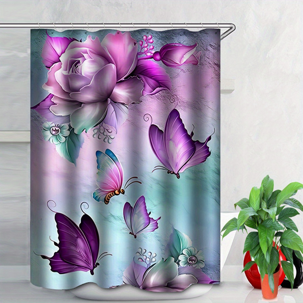 Pink Purple Floral Shower Curtain for Bathroom Colorful Flowers Romantic  Wildflower Bathtubs Decor – Whatarter