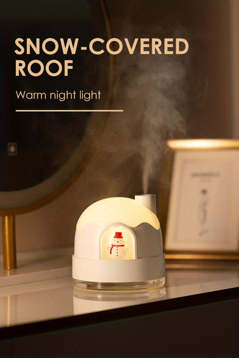 new snow house night light humidifier usb mute bedroom cute desktop air mini water replenishment home humidifier details 7