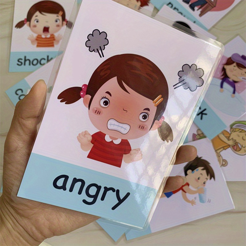 15 Cards Emotion Feeling English Learning Words Flash Cards - Temu