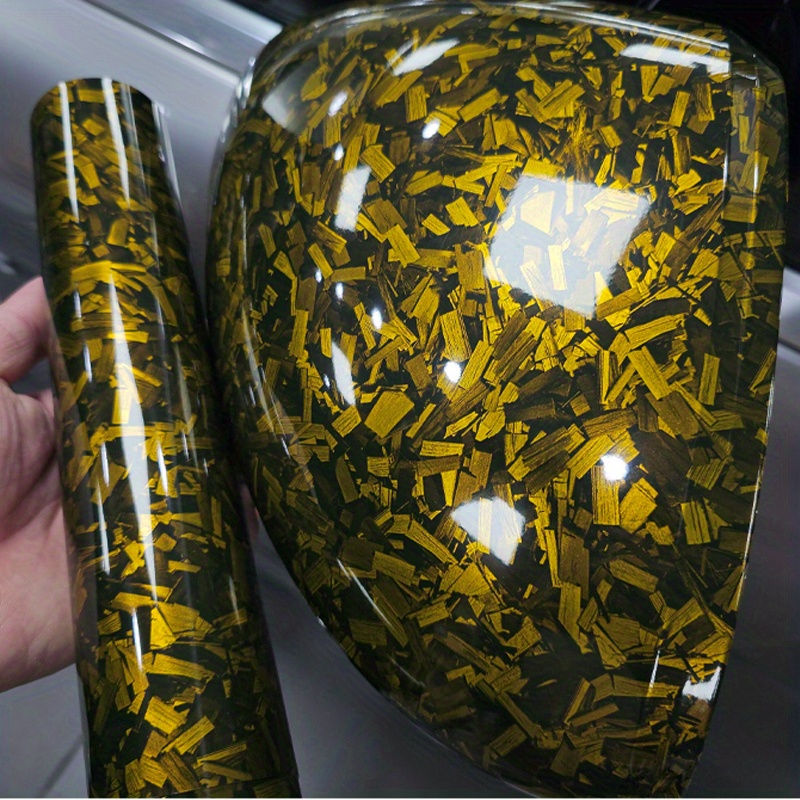 New Arrival PET Liner Gold Forged Carbon Vinyl Film With Air Release  Bubbles Free Self Adhesive DIY Styling Car Sticker Decal Wrapping