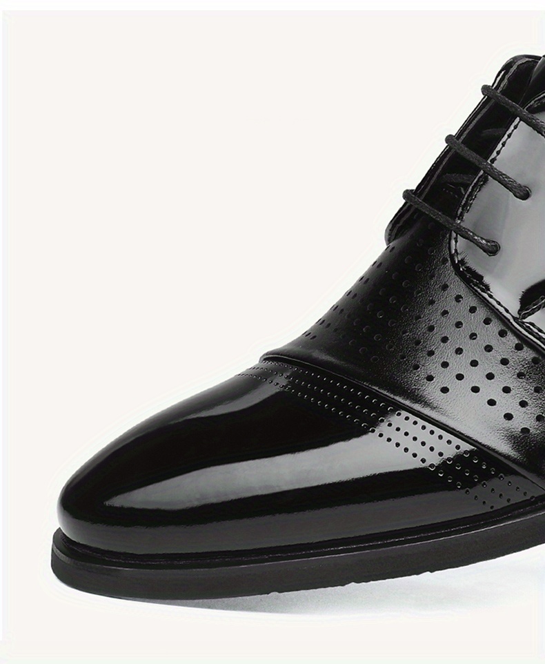 Mens Derby Shoes With Ventilation Holes Lace Up Front Dress Shoes For