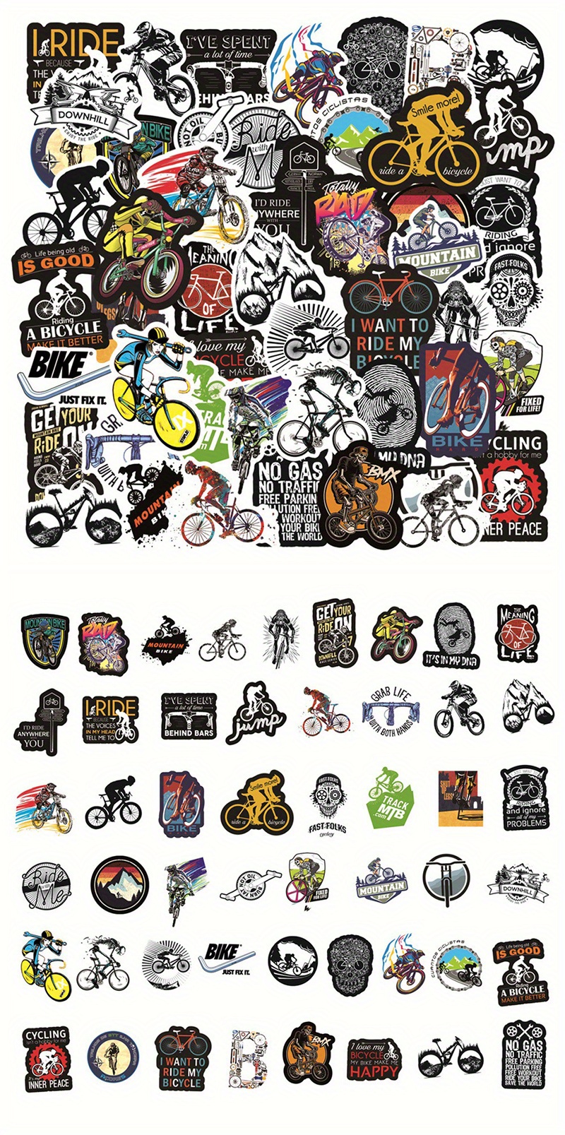 50 Uds. Pegatinas De Grafiti Para Bicicleta De Montaña MTB, Portátil,  Guitarra, Equipaje, Monopatín, Coche, Pegatina Fresca Impermeable, Juguetes  Para Niños De 1,38 €