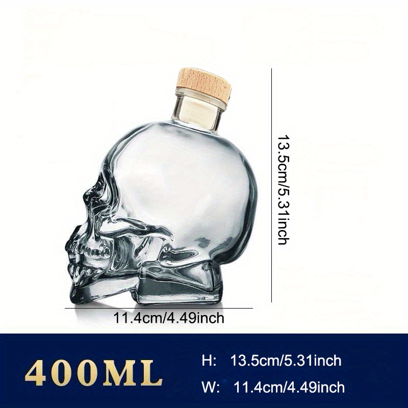 Skull Shaped Clear Glass Shaker Bottle Mixed Drinks Bar Accessories Gothic  Home