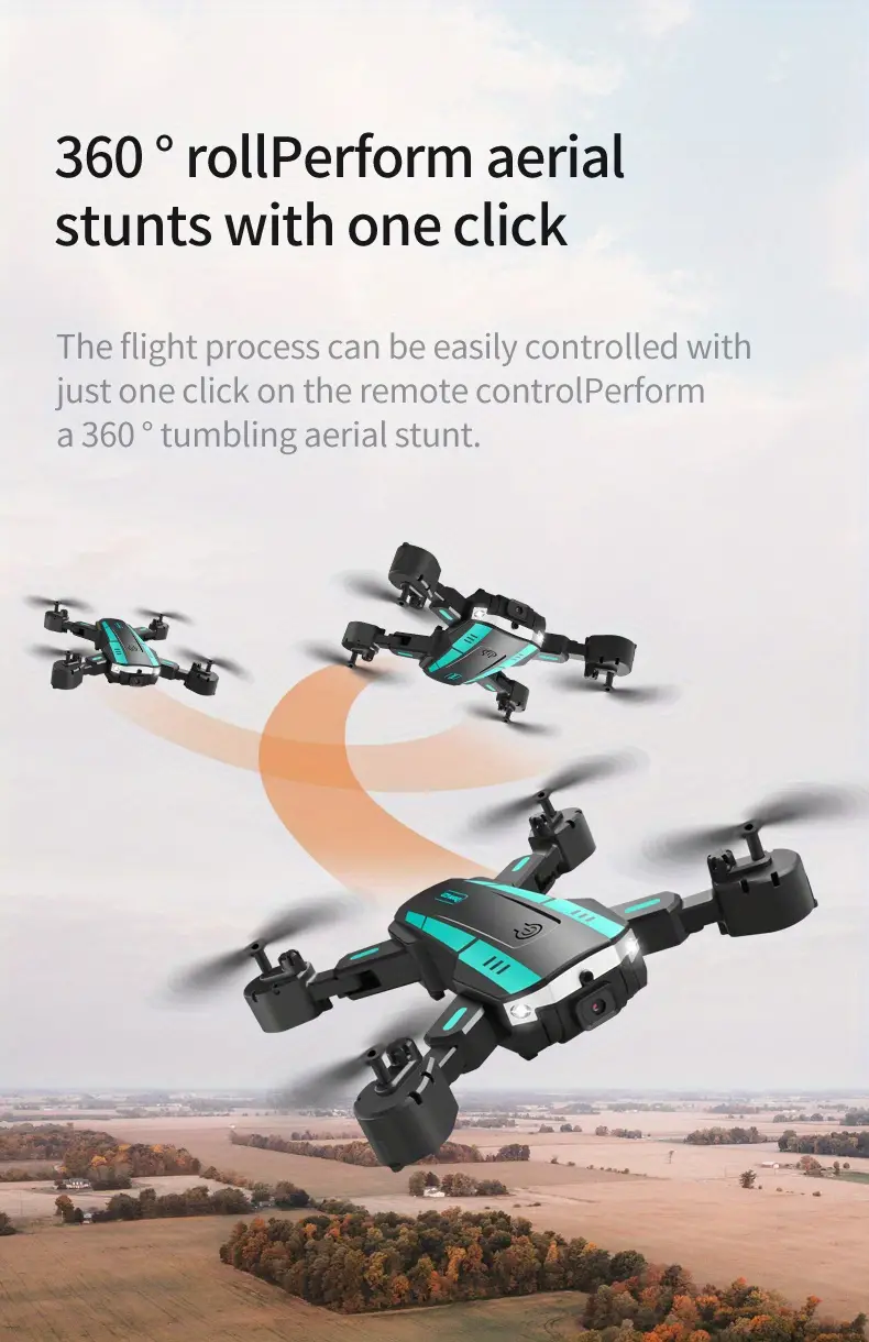 drone with dual cameras three sided obstacle avoidance one key take off landing headless mode body headlight gesture taking recording headless mode automatic photo taking details 17