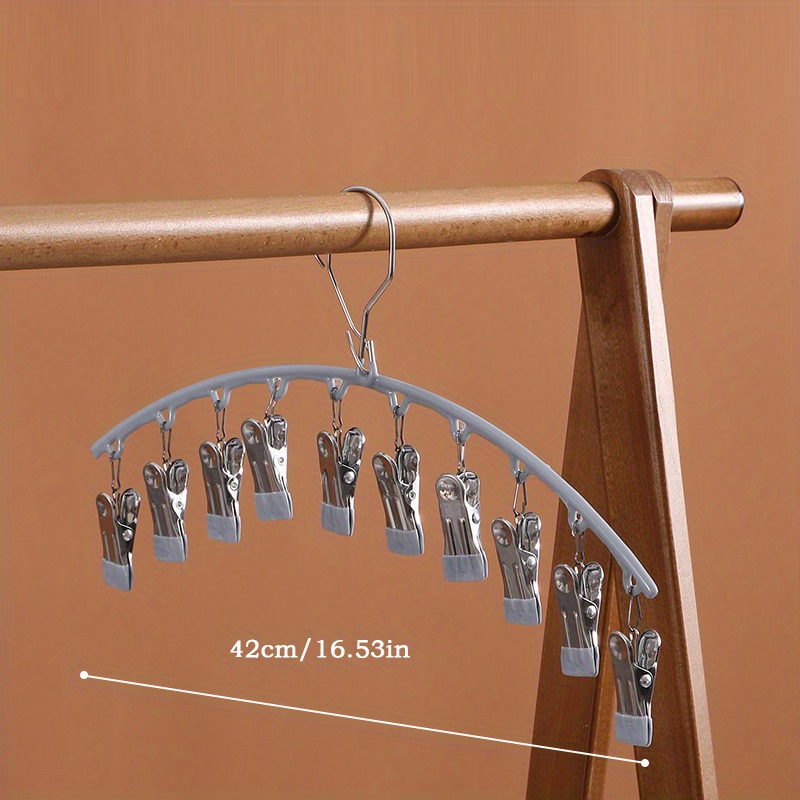 Dip Glue Sock Clip Stainless Steel Metal Hanger - 10 Clips Sock Rack