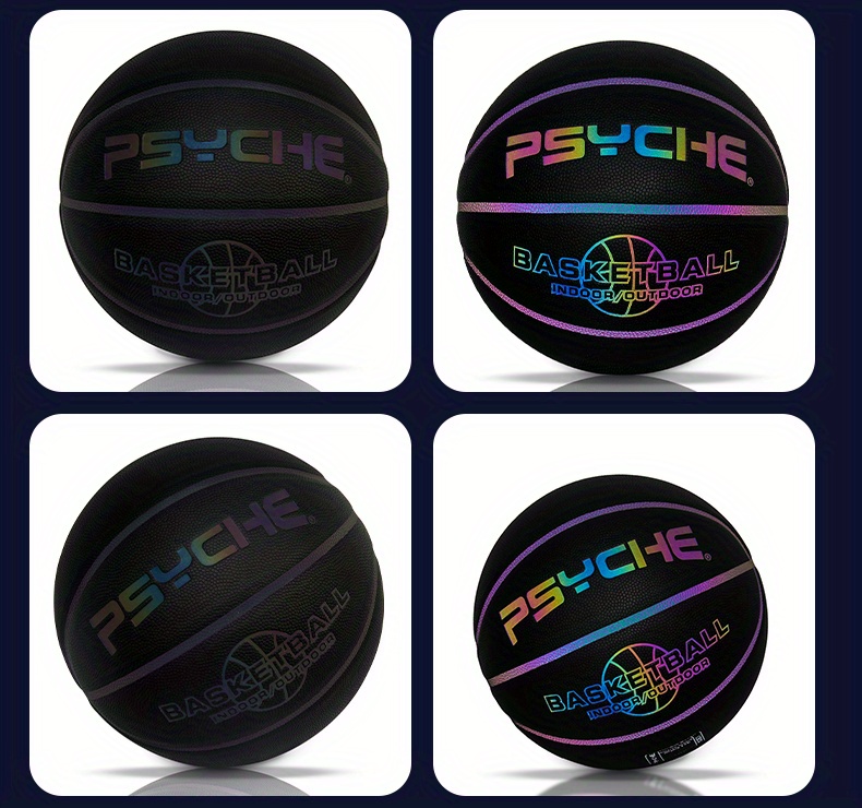 Profesjonalna piłka do koszykówki na zewnątrz/w hali – jednoczęściowa piłka treningowa z neonowym, świecącym logo – wytrzymały, czarny kosz do użytku na zewnątrz i wewnątrz_voghion.com